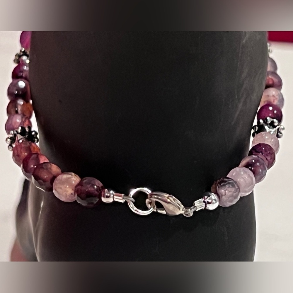 Berry Agate Handmade Beaded Ankle Bracelet - Picture 3 of 6